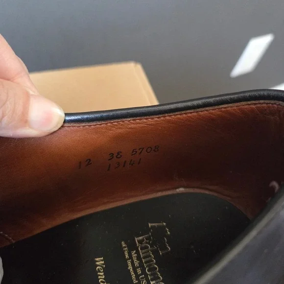 Allen Edmonds Wendell Black Leather Bicycle Toe Oxford‎ Dress Shoes Men 12 3E